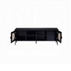 60" PVC Veneer and MDF TV Stand with Metal Legs, Rattan Insert, 4 Shelves and 2 Doors for Living Room and Bedroom - 4 of 4