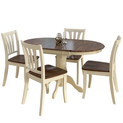 Extendable Dining Table Set Brown Cream - CorLiving