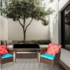 FIONECA 4-Piece Outdoor PE Rattan Sofa Set with Coffee Table and Sapphire Blue Cushions - 4 of 4