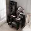KTMBDW Modern Makeup Vanity Table Set with Side Cabinet and LED Mirror, Retractable Dressing Table with Power Outlets, 3 Light Colors for bedroom - 4 of 4