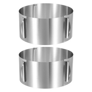 Unique Bargains Stainless Steel Round Adjustable Nonstick Cake Ring 2 Pcs - 1 of 4