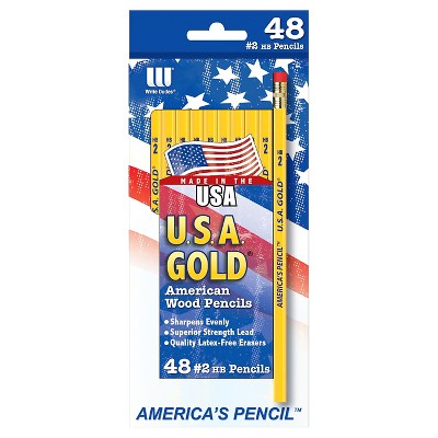 48ct #2 HB Pencils 2mm Premium American Wood Yellow - U.S.A. Gold