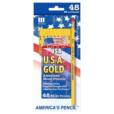 Photo 1 of pack of 4 
48ct #2 HB Pencils 2mm Premium American Wood Yellow - U.S.A. Gold