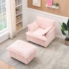 Corduroy Sofa Chair with Ottoman,Single Seat Sofa Chair for Small Spaces,Retro Corduroy Sofa Chair for Living Room or Bedroom-Coolbibila - 2 of 4