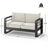 Outdoor Sectional Sofa, 2 Seater Armrest Loveseat Sofa, Rust Resistant Loveseat Sofa, Sofa with Aluminum Frame and PE Cushions-Coolbibila - 4 of 4