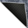Denim Blue And Navy Blue Floral Washable Indoor Outdoor Area Rug - 4 of 4