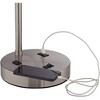 360 Lighting Colby Modern Desk Lamps 21" High Set of 2 Brushed Nickel with USB and AC Power Outlet in Base White Linen Drum Shade for Bedroom Office - 3 of 4