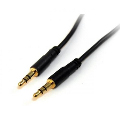 StarTech.com 6 ft Slim 3.5mm Stereo Audio Cable - M/M - Mini-phone Male Stereo Audio - Mini-phone Male Stereo Audio - 6ft - Black