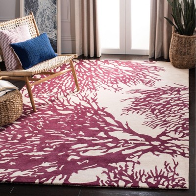 Beige and Purple Hand-Tufted Wool 6' x 9' Area Rug