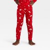 Toddler Santa Print Ribbed Long Sleeve Shirt and Pants Holiday Matching Family Pajama Set - Wondershop™ Red - 4 of 4