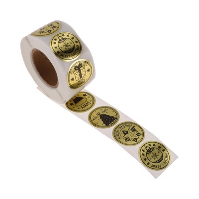 Unique Bargains Christmas Stickers for Ceramic Glass Metal Paper Plastic Peel Santa Trees Holiday Items Matte Paper Black Gold Tone 1Pcs