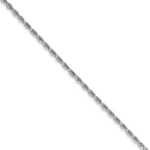 Black Bow Jewelry 1.75mm 10k White Gold Solid Diamond Cut Rope Chain Necklace - 1 of 4