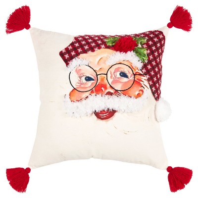 20"x20" Oversize Santa Face Square Throw Pillow Cover Red - Rizzy Home