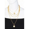Slickblue Women's 3-Layer Necklace Set, Sun Pendant With Rhinestones & Ball Earrings, Boho Style, Gold, 16"+2" - 3 of 4
