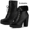 Allegra K Women's Platform Foldable Chunky Heels Lace Up Ankle Boots - 2 of 4