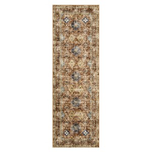 Coolmee Area Rugs for Living Room, Washable Non Slip Vintage Boho Rugs, Low Pile Distressed Medallion Print Rug for Bedroom Dining Room - 1 of 4