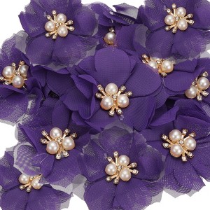 Unique Bargains Rhinestone Pearl Chiffon Flower for DIY Craft Wedding Party 15 Pcs - 1 of 4