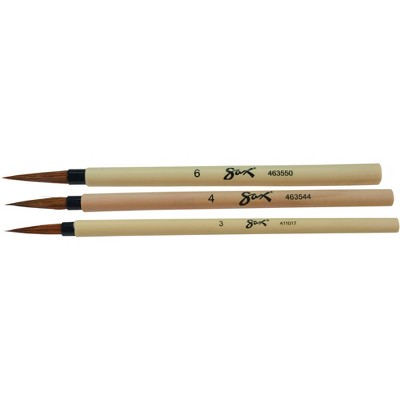 Sax Bamboo Watercolor Paint Brushes, Fine Tip, Assorted Sizes, Set of 3