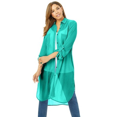 Jessica London Women's Plus Size Sheer Georgette Mega Tunic