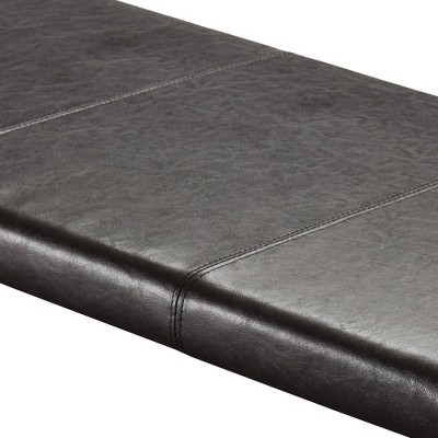 Espresso Brown Faux Leather Cushioned Indoor Bench Seat