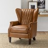 Valerius Genuine Leather Armchair with Nailhead Trims and Solid Wood Legs | HULALA HOME - 3 of 4