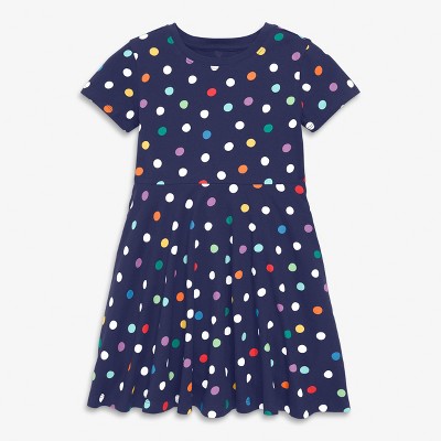 Primary Kids Twirly Dress in Rainbow Confetti Dots