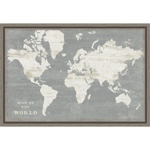 Amanti Art Slate World Map by Sue Schlabach Canvas Wall Art Print Framed 23-in. x 16-in. - 1 of 4