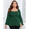 Coolmee Womens Plus Size Peplum Tops Square Neck Puff Long Sleeve Blouses Babydoll Shirts Fall Dressy Casual Clothes - 2 of 4
