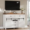 Farmhouse Buffet Cabinet, Sideboard Storage Cabinet with 5 Drawers and Sliding Barn Doors, Wood Coffee Bar Table with Adjustable Shelf - 3 of 4