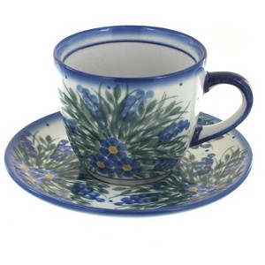 Blue Rose Polish Pottery 17G-17J WR Unikat Cup & Saucer - 1 of 1