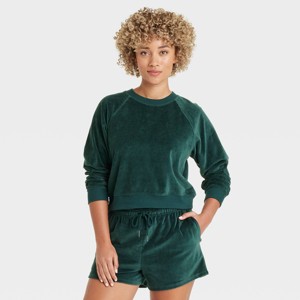 Women's Leisure Studio Velour Pullover Sweatshirt - Universal Thread™ - 1 of 4