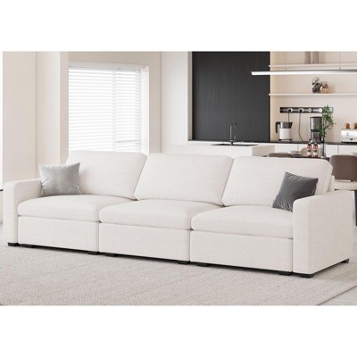 Belffin 3-Seater Chenille Cloud Sectional - Modular Sofa with Storage Ottoman & Extra Deep Seating