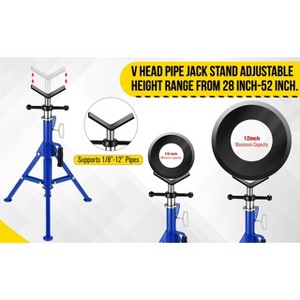 2500 LB Heavy Duty Pipe Stand, Pipe Jack Stand, Head Jack Stand with Portable Folding Legs, 28-52 in Height Adjustable 1/8 in-12 in Capacity - 1 of 4
