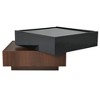 Mayeerty Square 360¡ãRotating Coffee Table with 2 Drawers, 2-Tier Center Table with Swivel Tabletop and Storage for Living Room, Black - 3 of 4