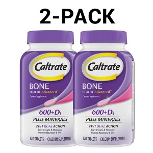 Caltrate 600+D3 Plus Minerals Calcium Vitamin D Supplement - 120 Count for Bone Health - 2 Pack - 1 of 4