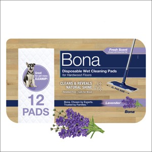 Bona Lavender Cleaning Products Mop Refill Wood Surface Wet Mopping Cloths - 12ct - 1 of 4