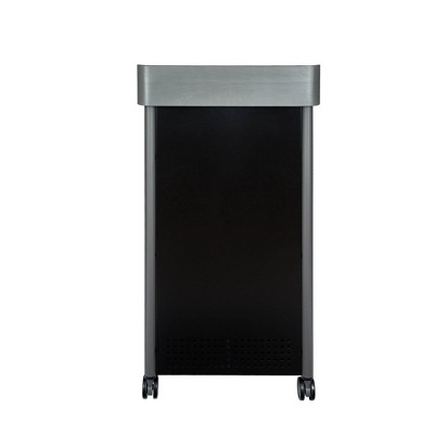 45.5'' Charcoal Steel Lectern with Wheels and Shelves