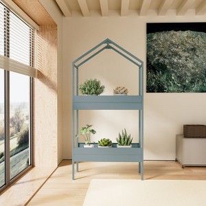 GRANDPATIO Outdoor Steel Planter Stand With Large Storage - 1 of 4