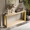 Gulches 60 in Imitative Oak Rectangular Solid Wood Veneer Console Table with Ample Storage Sturdy Square Pillars - 3 of 4