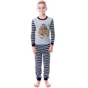 Harry Potter Boys' Hogwarts Crest Wizarding World Sleep Pajama Set Grey - 1 of 4