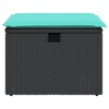 vidaXL Patio Stool with Outdoor Ottoman Storage, Black Poly Rattan, Blue Cushion, UV-Resistant, Waterproof Cover- 21.7"x21.7"x14.6" - 4 of 4