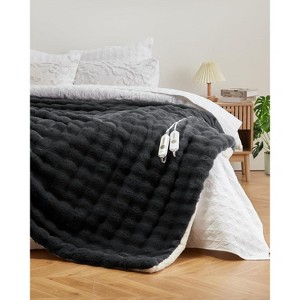 Heated Throw Blanket, Faux Rabbit Fur Electric Throw with 4 Heat Settings, Soft Bubble Blanket with Fast Heating, Auto-Off & Overheat Protection - 1 of 4