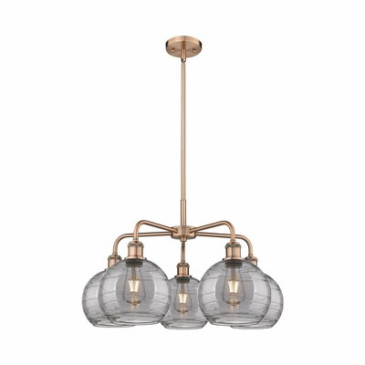 Athens Deco Swirl - 5 Light Stem Hung Chandelier In Industrial Style-15.38 Inches Tall and 26 Inches Wide