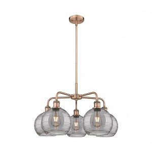 Athens Deco Swirl - 5 Light Stem Hung Chandelier In Industrial Style-15.38 Inches Tall and 26 Inches Wide - 1 of 1