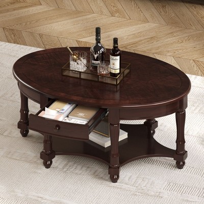 PAGED Vintage Coffee Table with Storage Space,French Country Accent Table for Living Room