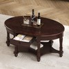 PAGED Vintage Style 2-Tier Wooden Coffee Table with Storage,Mid-Century Cocktail Table End Table Center Table for Living Room - 3 of 4