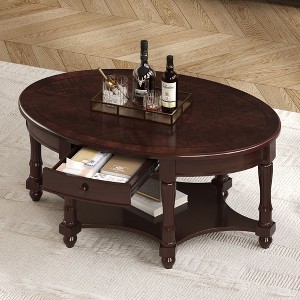 PAGED Vintage Coffee Table with Storage Space,French Country Accent Table for Living Room - 1 of 4