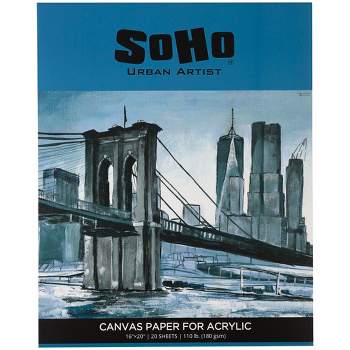 Soho Urban Artist 2 Pack 12x16 Canvas Pad For Acrylic Painting  (110lb/180gsm), 20 Sheets Textured Surface And Bleed - White : Target