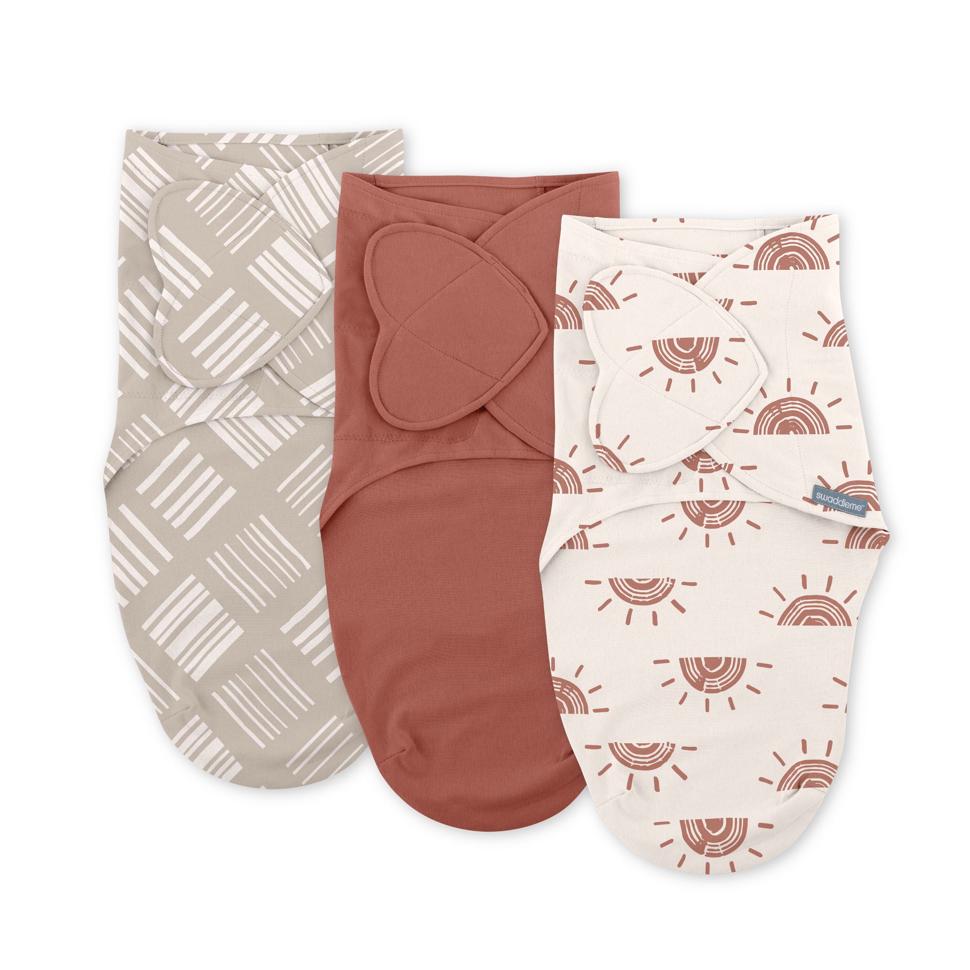 SwaddleMe by Ingenuity Monogram Collection Swaddle Wrap, for Ages 0-3 Months - Rising Sun - 3pk