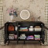 FUFU&GAGA Black Modern Buffet Cabinet Side Table Lacquer Carved Door - 2 of 4